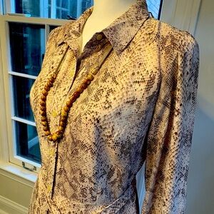 Loft snake print long-sleeve shirt dress 10p